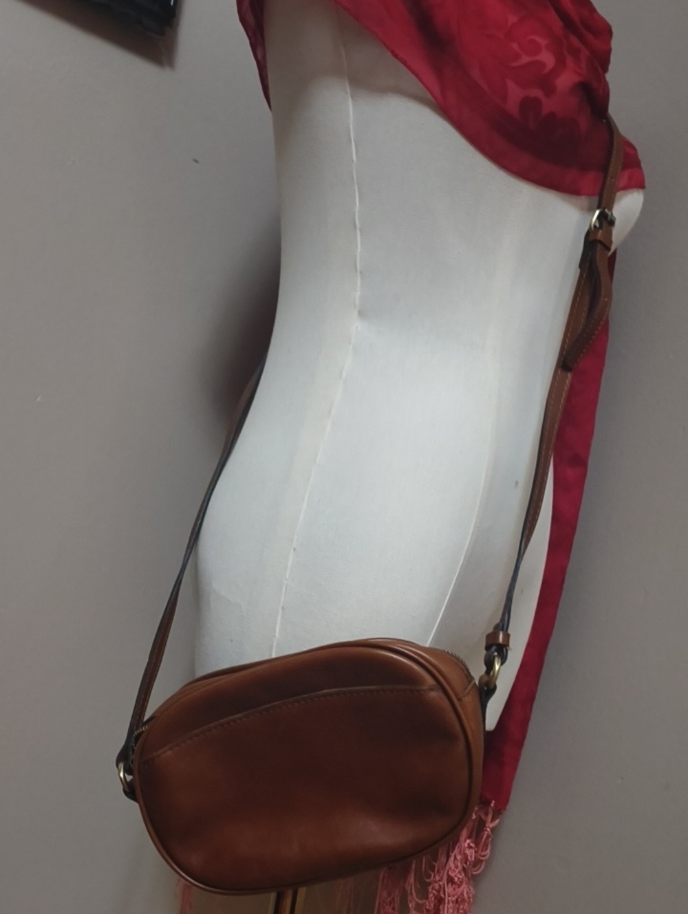 Patricia Nash Tan Brown Leather Crossbody Bag